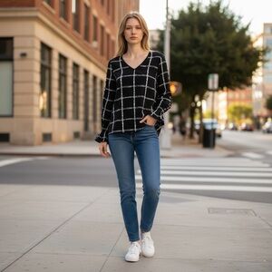 Ariella Black Stripe Slit Hoop Sleeve Top
New